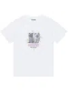 Ganni White Crewneck T-shirt With Logo Print On The Front In Cotton Woman In Bright White