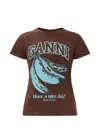 Ganni Future Jersey Baby Fit Banana In Brown