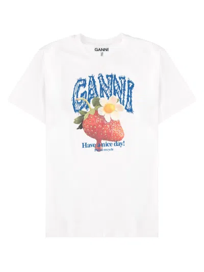 GANNI T-SHIRT CON STAMPA FRAGOLA