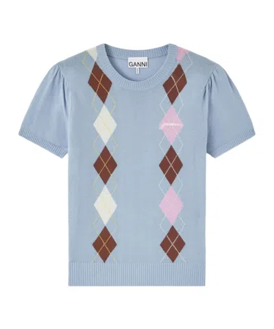 GANNI T-SHIRT IN ARGYLE
