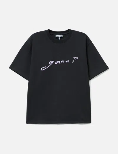 Ganni T-shirt In Grey In Black