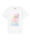 Ganni Neon Kitty Bright White T-shirt In White