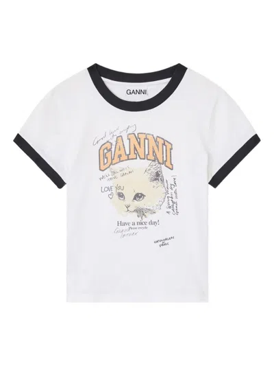 Ganni Basic Cotton Jersey Kitty Fitt Tee In White