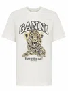 Ganni Basic Jersey Leopard Relaxed T-shirt Leopard In Multi