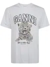 Ganni Basic Jersey Leopard Relaxed T-shirt Leopard In White