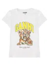 Ganni Organic Cotton T-shirt With Front Print In White