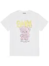 Ganni Basic Cotton Jersey Teddy Relaxed T-shirt In White