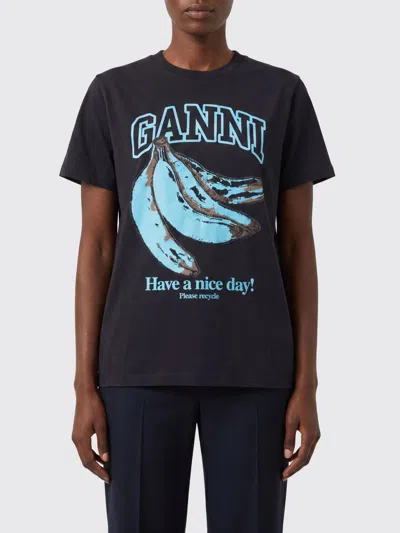 Ganni Tシャツ レディース カラー チャコール In Blue