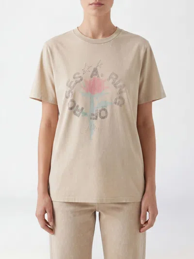Ganni Printed Organic Cotton T-shirt In Neutral