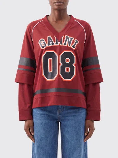 Ganni Sweatshirt Woman In Burgundy
