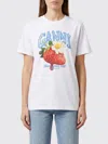 Ganni Womens Bright White Jersey Strawberry Printed Round-neck Cotton-jersey T-shirt In White