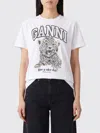 Ganni Basic Jersey Leopard Relaxed T-shirt Leopard In White