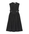 Ganni Tailored Cotton Corset Midi Dress In Black