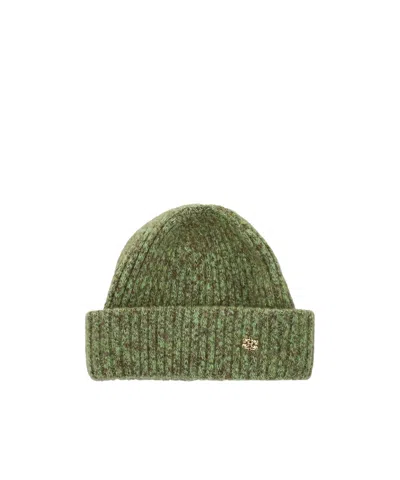 Ganni Turn-up Brim Ribbed-knit Beanie In Red