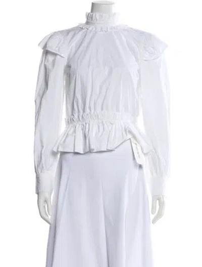 Pre-owned Ganni Turtleneck Long Sleeve Blouse In White