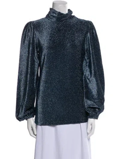 Pre-owned Ganni Turtleneck Long Sleeve Sweatshirt W/ Tags In Blue
