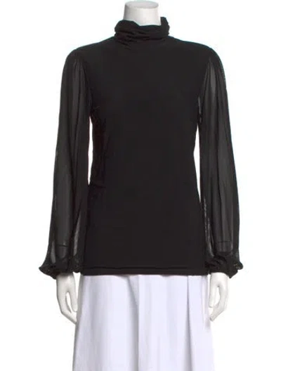 Pre-owned Ganni Turtleneck Long Sleeve Top In Black