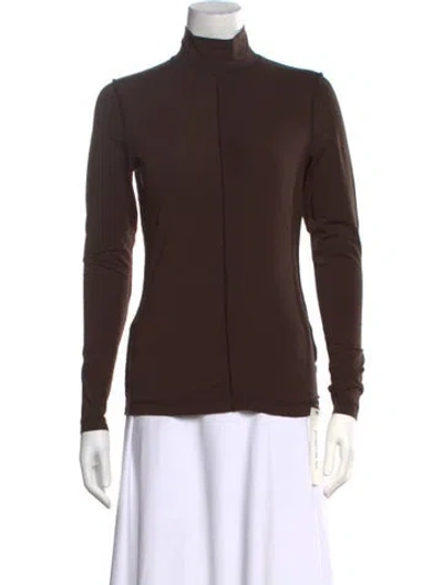 Pre-owned Ganni Turtleneck Long Sleeve Top In Brown
