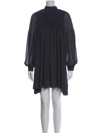Pre-owned Ganni Turtleneck Mini Dress In Black
