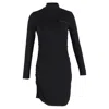 Ganni Turtleneck Ruched Mini Dress In Black Lyocell In Multi