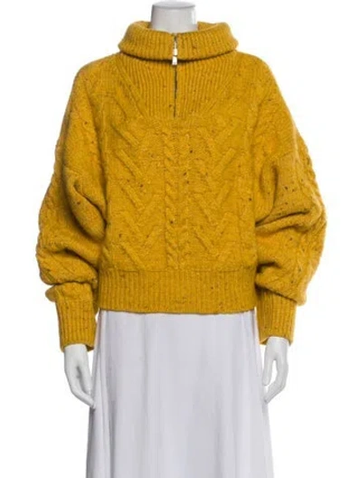 Pre-owned Ganni Turtleneck Sweater In Yellow