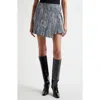 Ganni Tweed Cotton Pleated Wrap Miniskirt In Celestial Blue