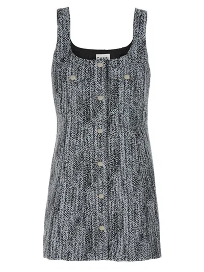 Ganni Women Tweed Dress In Blue