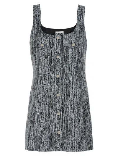 Ganni Women Tweed Dress In Blue