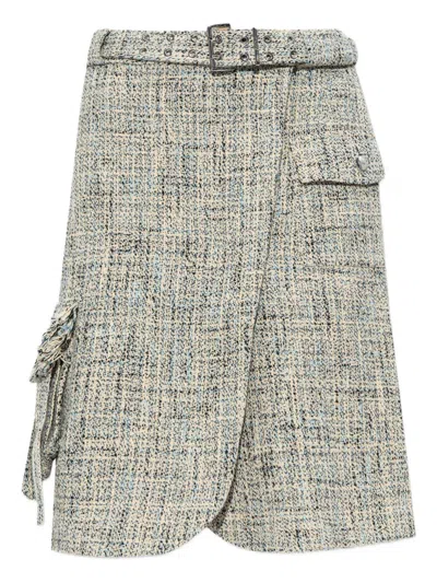 GANNI GANNI TWEED MIDI SKIRT