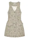Ganni Belted Tweed Mini Dress In Multi