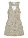 Ganni Belted Tweed Mini Dress In Multi