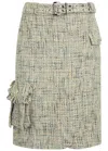 Ganni Tweed Mini Skirt In Green