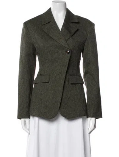 Pre-owned Ganni Tweed Pattern Blazer In Grey
