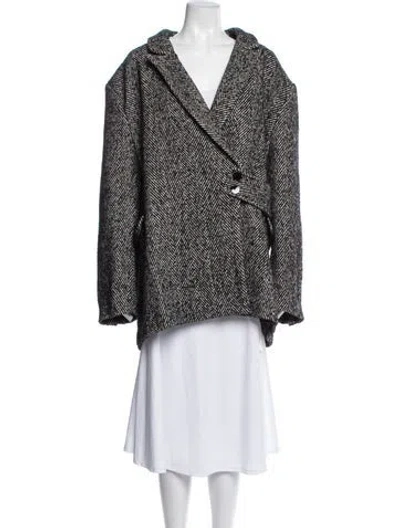 Pre-owned Ganni Tweed Pattern Coat W/ Tags In Black