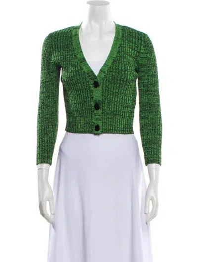 Pre-owned Ganni Tweed Pattern Evening Jacket In Green