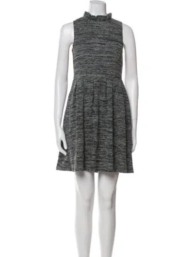 Pre-owned Ganni Tweed Pattern Mini Dress In Black