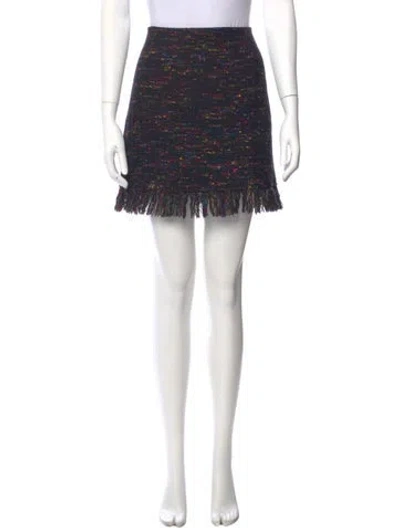 Pre-owned Ganni Tweed Pattern Mini Skirt In Black