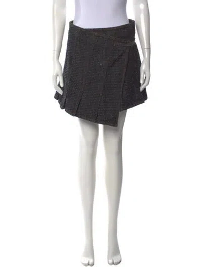 Pre-owned Ganni Tweed Pattern Mini Skirt In Black
