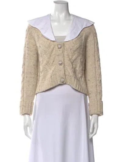 Pre-owned Ganni Tweed Pattern Open Front Sweater In Neutral