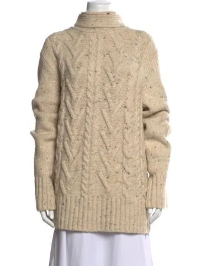 Pre-owned Ganni Tweed Pattern Turtleneck Sweater In Neutrals