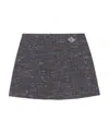 Ganni Tweed Wrap Mini Skirt In Black