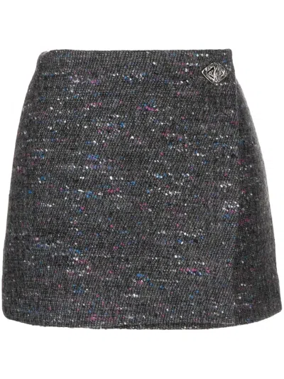 GANNI TWEED WRAP MINI SKIRT