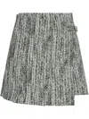 Ganni Printed Wrap Mini Skirt In Grey