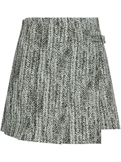 GANNI TWEED WRAP MINI SKIRT