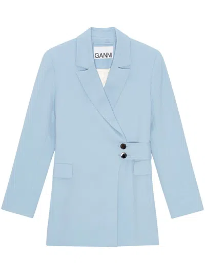 GANNI TWILL BELTED BLAZER