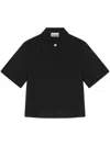 Ganni Short-sleeved Twill Blouse For In Black