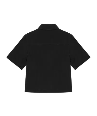 Ganni Twill Blouse In Black