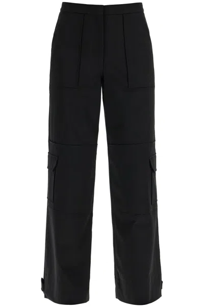 Ganni Twill Cargo Pants In Italian In Black