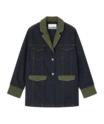 GANNI TWILL DENIM OVERSIZED BLAZER