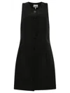 Ganni Sleeveless Twill Dress With Button Front